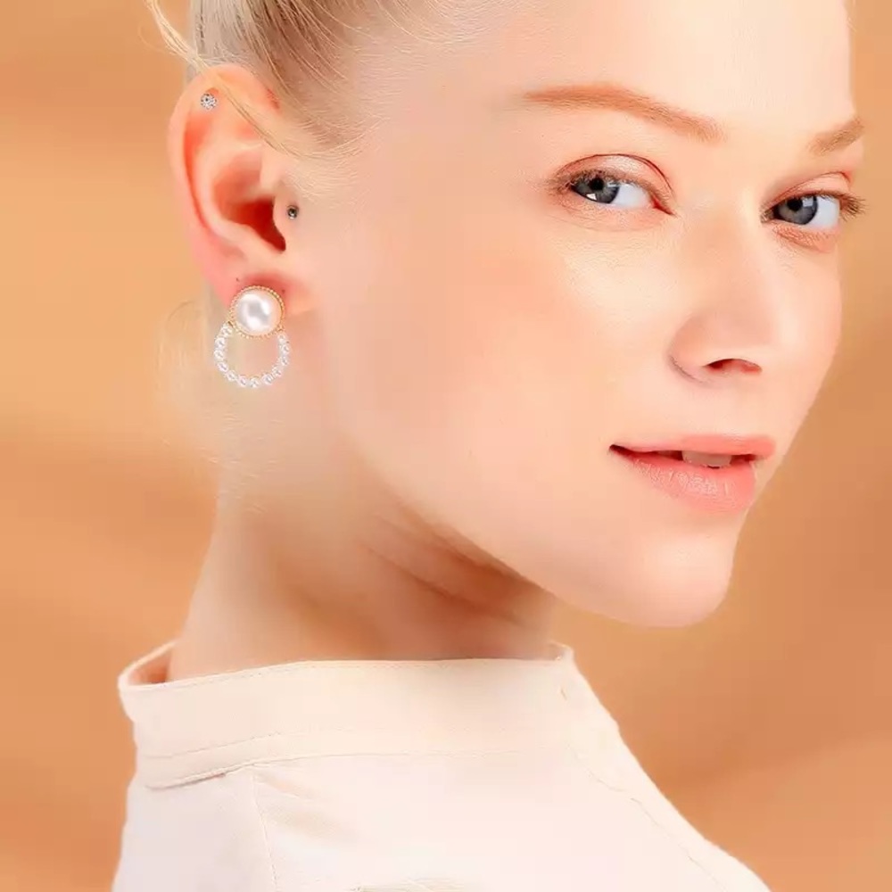 Korean Style Acrylic Pearl Stud Earrings - Picture 6 of 9